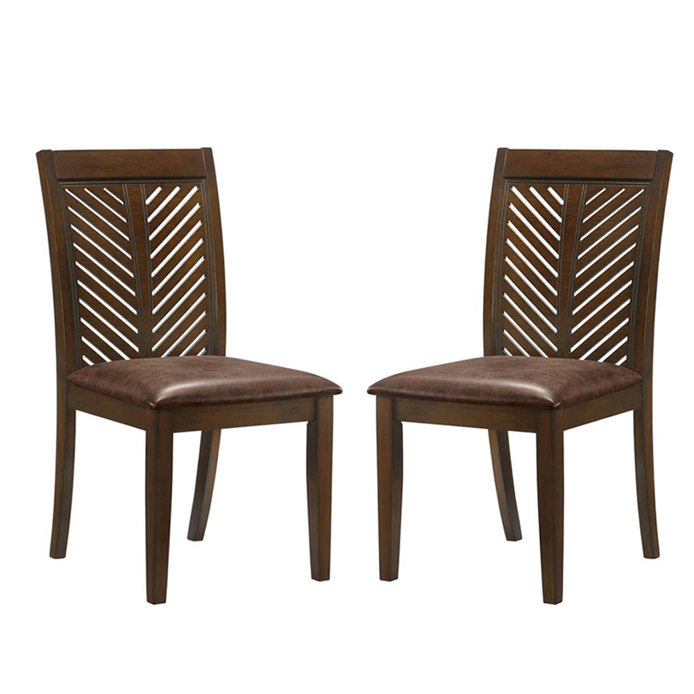 Set of 2 Vinyl Upholstered Side Chairs in Walnut