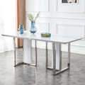 Modern Simple And Luxurious White Imitation Marble Grain Dining Table Rectangular Office Table.Computer Table.Game Desk .Desk.For Dining Room, Living Room, Terrace, Kitchen White Mdf