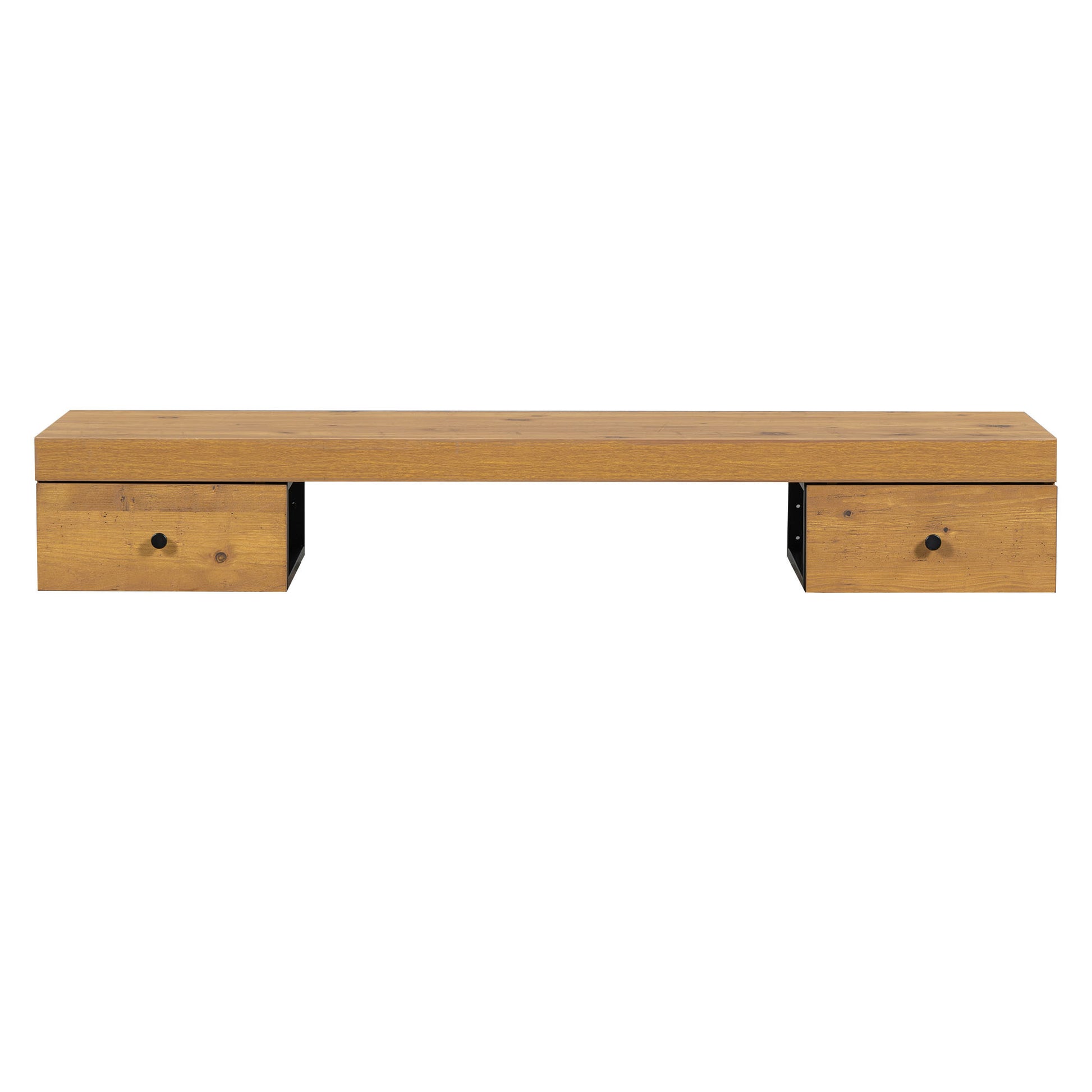 47.2" Wall Mounted Vanity Desk, Floating Vanity Shelf With Drawers, Dressing Table With Wooden Sticker,Computer Table Desk, Home Office Desk, Natural Sliding Natural Brown Drawer 2 Drawers Ball Bearing Glides Mdf