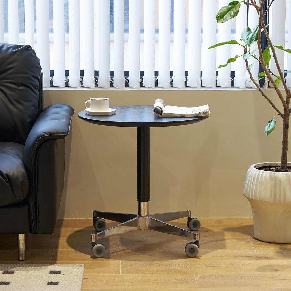 Movable Adjustable Coffee Table 360 Swivel Counter Bar Height Aluminum Star Base Movable For End Table Dining Room Home Kitchen Table Black Aluminium Alloy