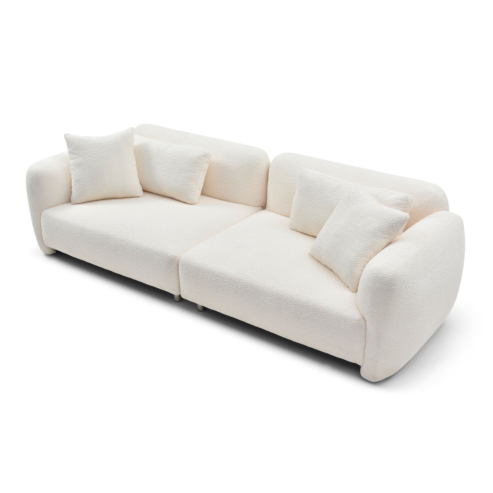 110.23'' Oversized Sofa Comfy Teddy Boucl Couch with 4 beige-teddy