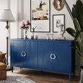 Stylish And Functional 4 Door Storage Cabinet With Pine Legs And Mdf, For Living Room Bedroom,And Kitchen,Navy Blue Navy Blue Mdf