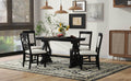 5 Piece Retro Dining Set, Rectangular Wooden Dining Table And 4 Upholstered Chairs For Dining Room And Kitchen Black Black Solid Wood Mdf