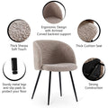Adjust Legs Upholstered Teddy Faux Fur Dining Armrest Chair Set Of 2 Light Brown Metal Light Brown Dining Room Powder Coated Foam Dry Clean Round Mid Century Modern Solid Back Foam Polyester