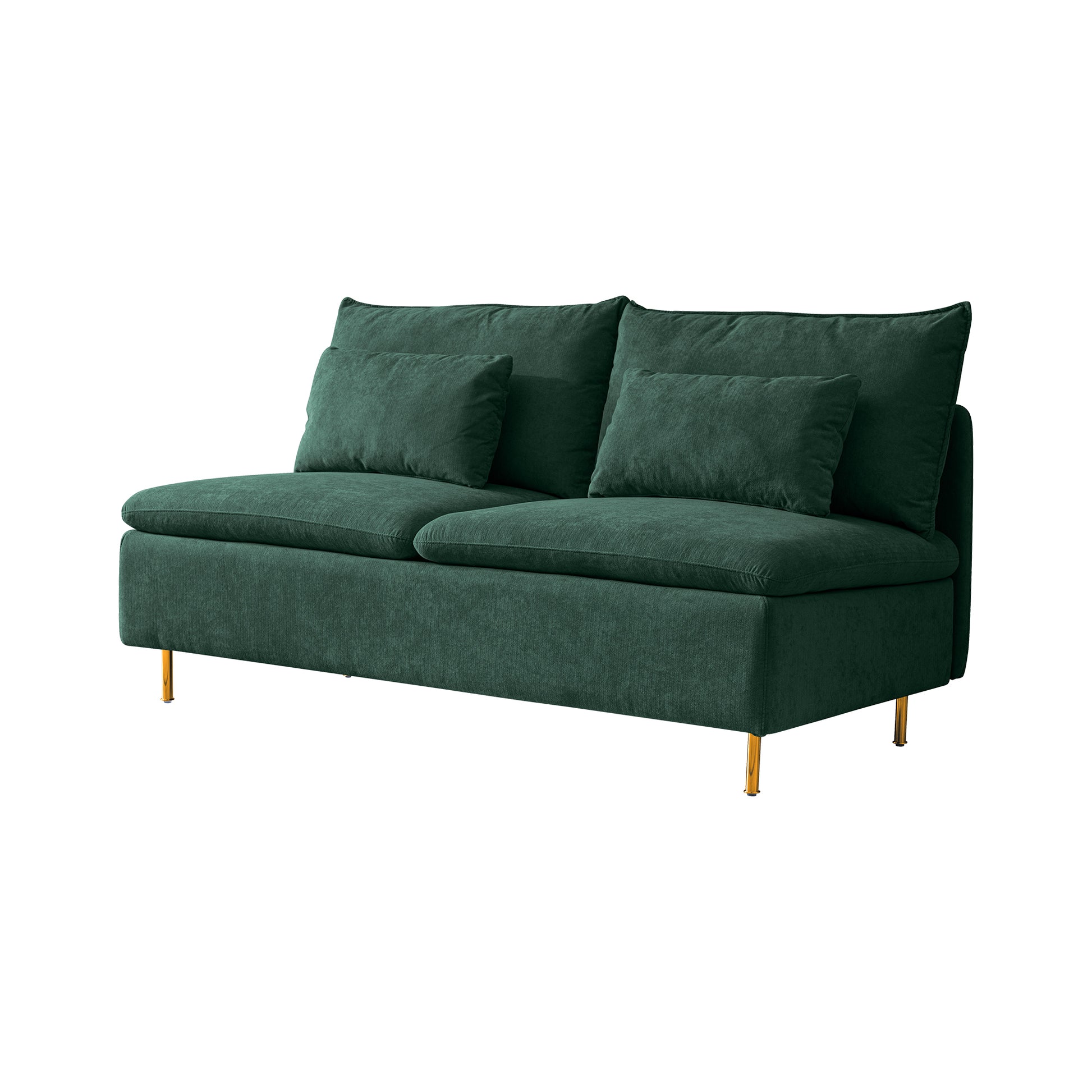 Modern Armless Loveseat Couch,Armless Settee Bench, Emerald Cotton Linen 59.8'' Emerald Foam Cotton Linen 2 Seat