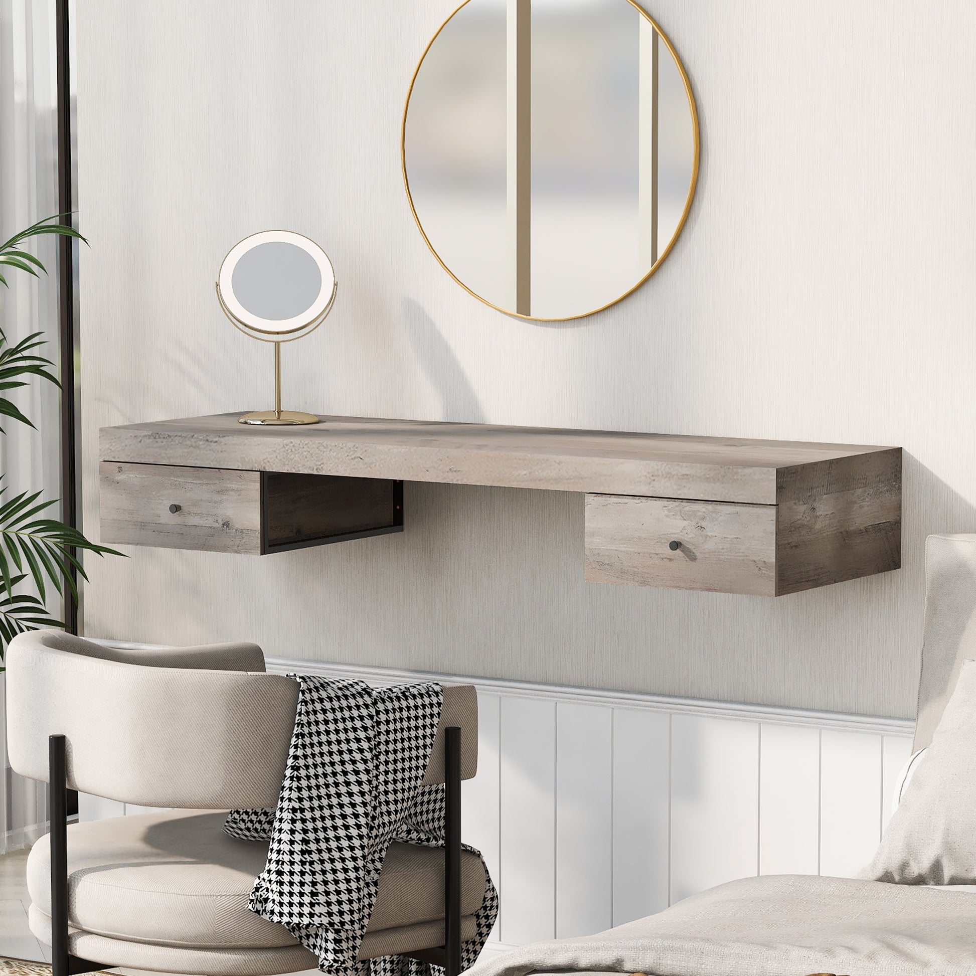 47.2" Wall Mounted Vanity Desk, Floating Vanity Shelf With Drawers, Dr 47.2" Wall Mounted Vanity Desk, Floating Vanity Shelf With Drawers, Dr