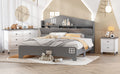 3 Pieces Bedroom Sets Full Size House Bed With Storage Headboard, Wooden Nightstand And Storage Dresser,Gray Gray Wood