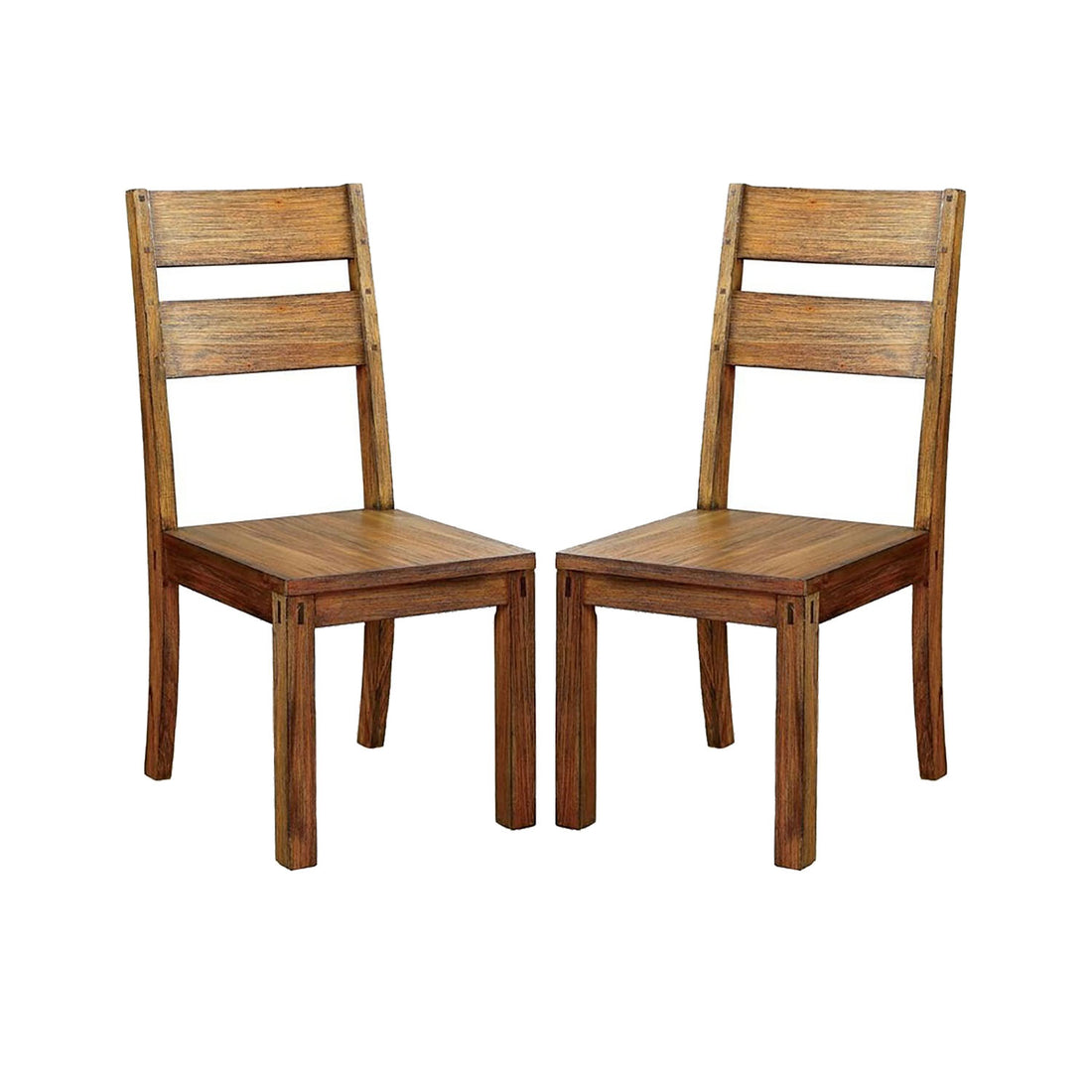 Set Of 2 Wooden Side Chairs In Dark Oak Finish Dark Oak Dining Room Dining Chairs Ladder Back Wood