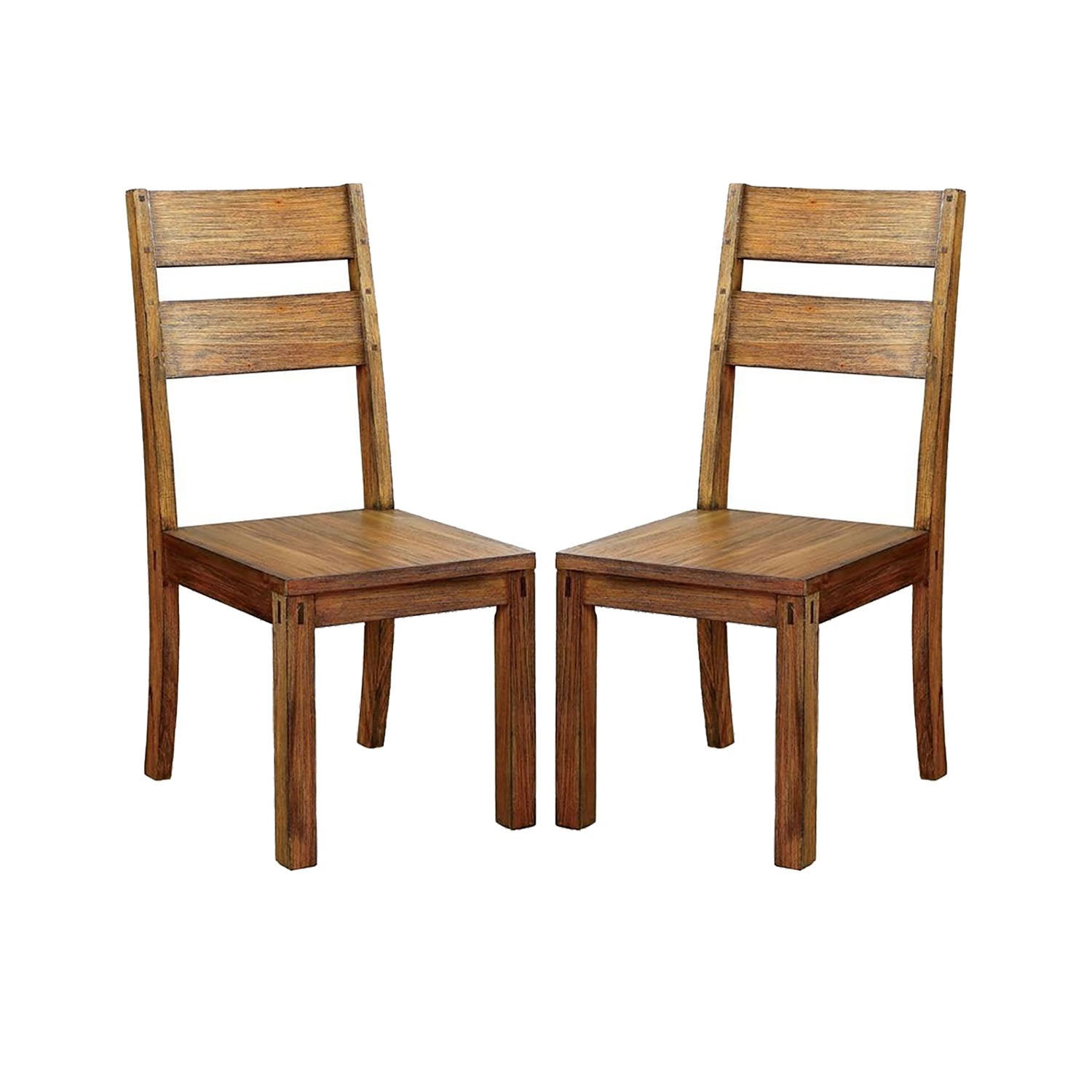 Set Of 2 Wooden Side Chairs In Dark Oak Finish Dark Oak Dining Room Dining Chairs Ladder Back Wood