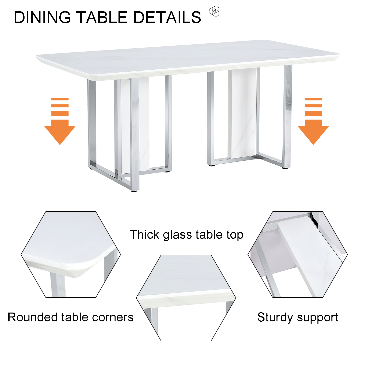 Modern Simple And Luxurious White Imitation Marble Grain Dining Table Rectangular Office Table.Computer Table.Game Desk .Desk.For Dining Room, Living Room, Terrace, Kitchen White Mdf