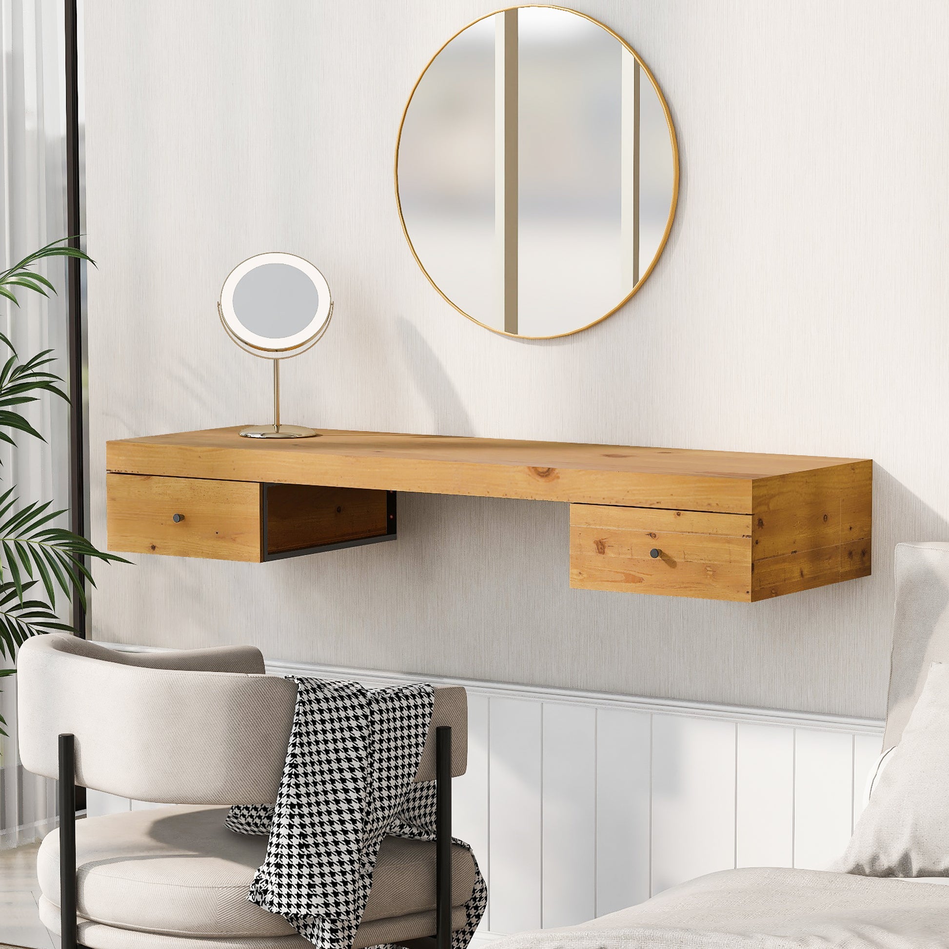 47.2" Wall Mounted Vanity Desk, Floating Vanity Shelf With Drawers, Dr 47.2" Wall Mounted Vanity Desk, Floating Vanity Shelf With Drawers, Dr