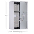 Kleankin Wall Mounted Medicine Cabinet, Locking Wall Cabinet With 3 Tier Shelves, Stainless Steel Frame And Glass Door, Lockable With 2 Keys, Silver, 12