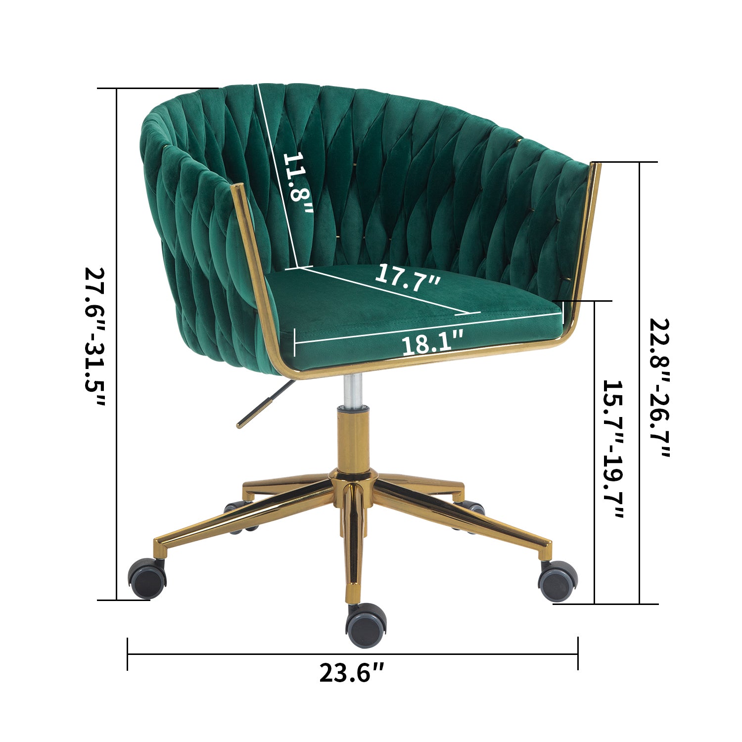 Modern Design The Backrest Is Hand Woven Office Chair,Vanity Chairs With Wheels,Height Adjustable,360 Swivel For Bedroom Living Room Green Green Bedroom Foam Modern Foam Velvet
