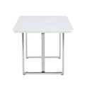 Modern Simple And Luxurious White Imitation Marble Grain Dining Table Rectangular Office Table.Computer Table.Game Desk .Desk.For Dining Room, Living Room, Terrace, Kitchen White Mdf