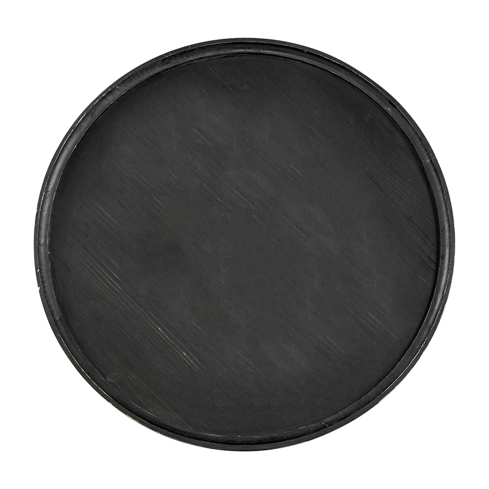 D29.7" x 16.5"Round 2 Tiered Side Tabel, Natural End black-wood