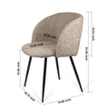 Adjust Legs Upholstered Teddy Faux Fur Dining Armrest Chair Set Of 2 Light Brown Metal Light Brown Dining Room Powder Coated Foam Dry Clean Round Mid Century Modern Solid Back Foam Polyester