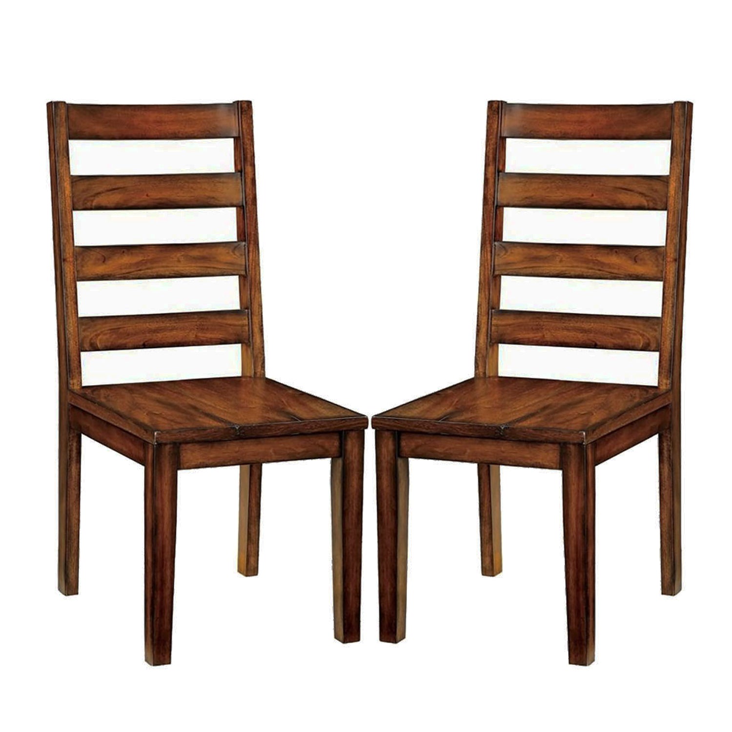 Set Of 2 Wooden Dining Chairs In Oak Finish Oak Dining Room Dining Chairs Ladder Back Wood