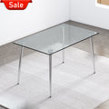 Modern Minimalist Rectangular Glass Dining Table For 4 6 With 0.31