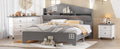 3 Pieces Bedroom Sets Full Size House Bed With Storage Headboard, Wooden Nightstand And Storage Dresser,Gray Gray Wood