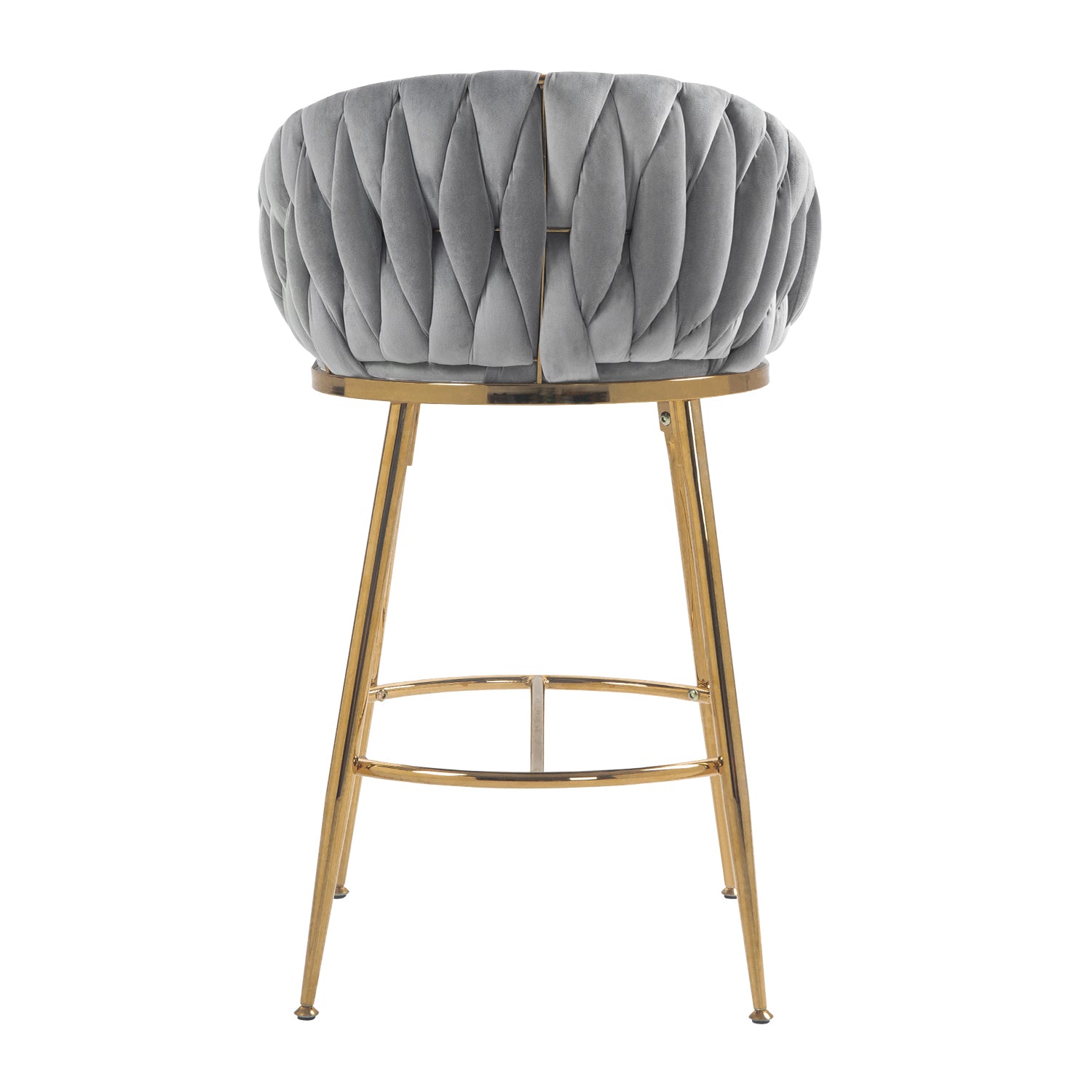 26'' Counter Height Bar Stools Set Of 2,Velvet Kitchen Island Counter Bar Stool With Hand Wave Back,Golden Chromed Base And Foot Rest Grey Grey Kitchen Modern Foam Velvet