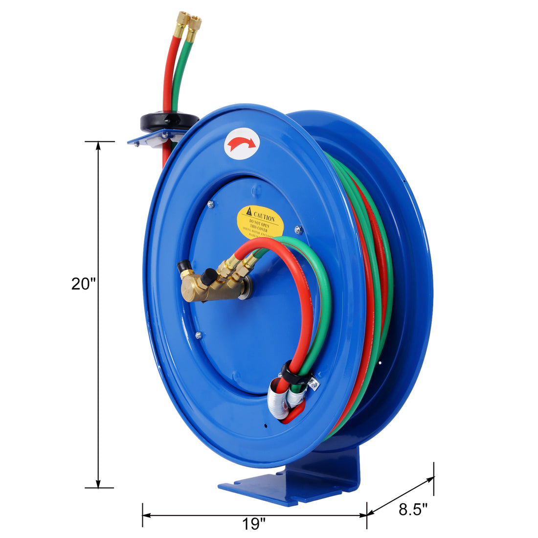 Welding Hose Reel Retractable 1 4 Inch X 50Foot Twin Oxygen Acetylene Rubber Hoses Std Duty Max 200Psi Heavy Duty Industrial Single Arm Construction Blue Steel