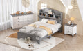 3 Pieces Bedroom Sets Twin Size House Bed With Storage Headboard, Wooden Nightstand And Storage Dresser,Gray Gray Wood