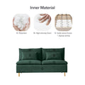 Modern Armless Loveseat Couch,Armless Settee Bench, Emerald Cotton Linen 59.8'' Emerald Foam Cotton Linen 2 Seat