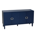 Stylish And Functional 4 Door Storage Cabinet With Pine Legs And Mdf, For Living Room Bedroom,And Kitchen,Navy Blue Navy Blue Mdf