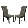 Set of 2 Upholstered Fabric Side Chairs in Antique solid-antique black-dining room-dining