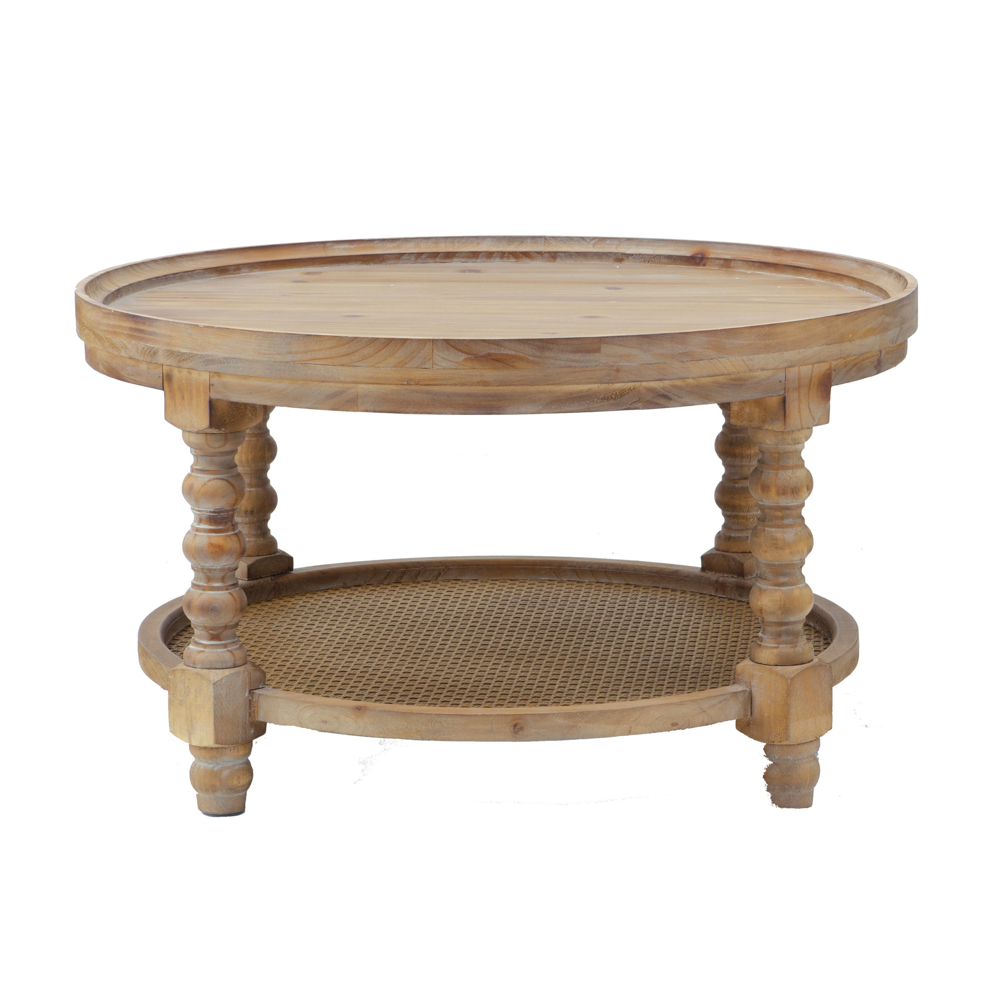 D29.7" x 16.5"Round 2 Tiered Side Tabel, Natural End brown-wood
