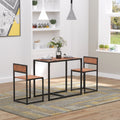 Homcom 3 Piece Industrial Dining Table Set For 2, Kitchen Table And Chairs, Dining Room Sets For Small Spaces Brown Mdf