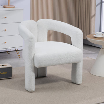 Teddy Fabric Modern Design Dining Chair,Open Back ,Modren Kitchen Armchair For Dinging Room Beige Beige Dining Room Foam Modern Dining Chairs Open Back Foam Fabric Metal