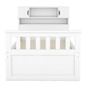 Twin Size Captain Platform Bed Frame With Storage Bookcases And Shelves,Four Drawers,White Twin White Solid Wood Mdf