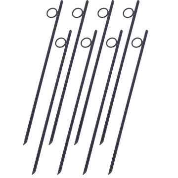 Rebar Stake With Loop 8Pcs Grip Rebar 3 8X 18 Inch Steel Durable Heavy Duty Tent Canopy Ground Stakes With Angled Ends And 1 Inch Loops For Campsites And Canopies Black Steel