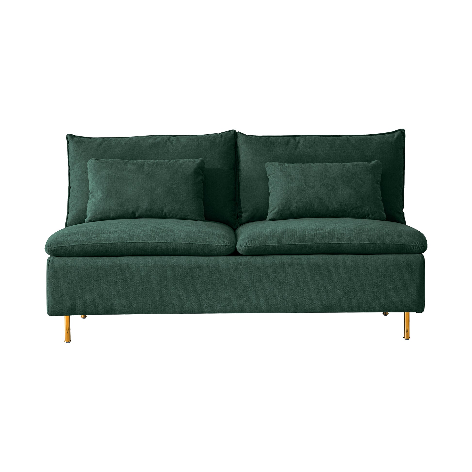Modern Armless Loveseat Couch,Armless Settee Bench, Emerald Cotton Linen 59.8'' Emerald Foam Cotton Linen 2 Seat