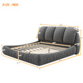 Queen Size Luxury Upholstered Bed With Thick Headboard, Velvet Queen Bed With Oversized Padded Backrest, Gray Expect Arrival Date 2024 4 2 Queen Gray Velvet