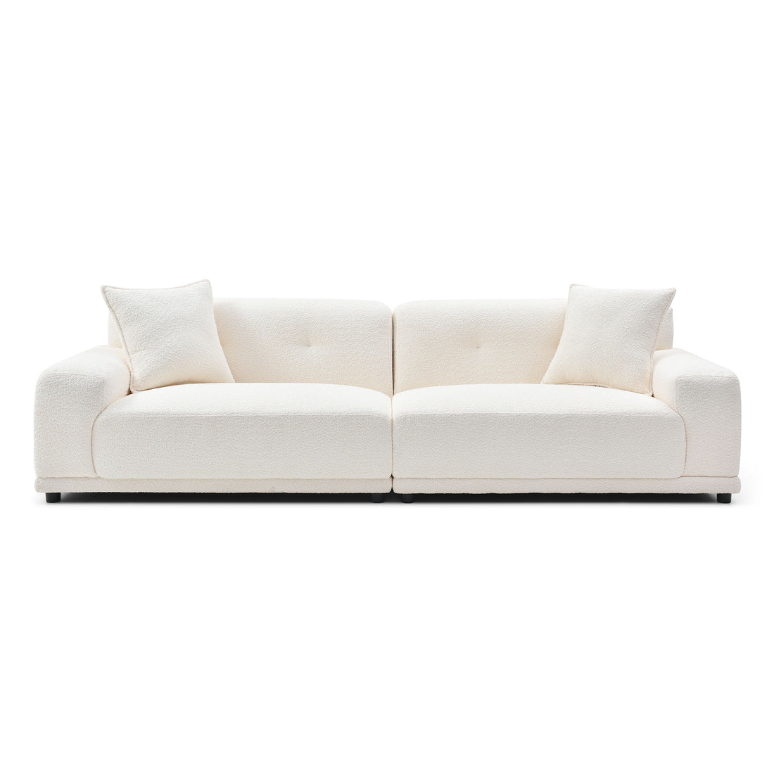 110.23'' Teddy Fleece Couches And Sofas With Extra Deep Seats 2 Pillows For Home Office Apartment Living Room Furniture Sets Beige Beige Boucle