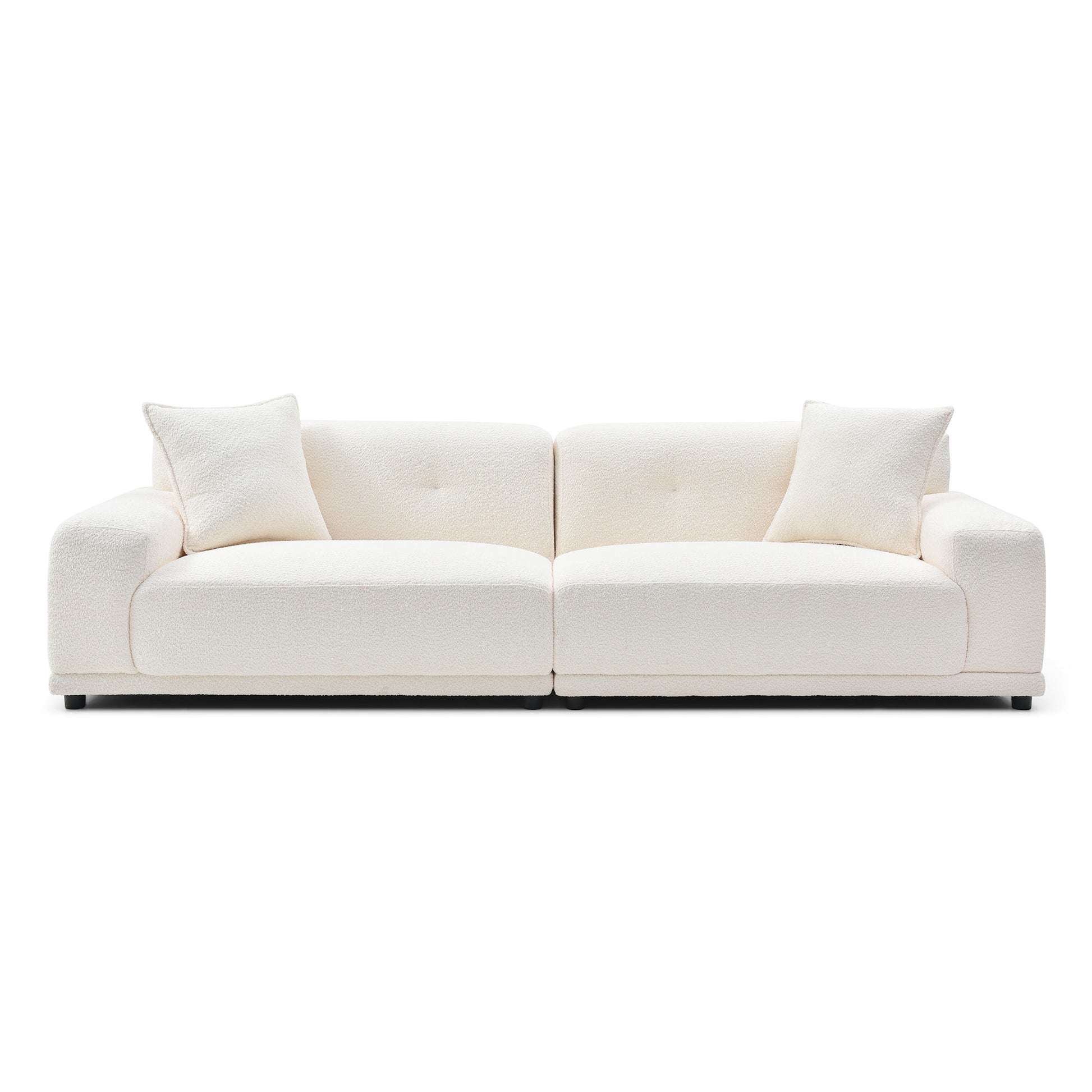 110.23'' Teddy Fleece Couches And Sofas With Extra Deep Seats 2 Pillows For Home Office Apartment Living Room Furniture Sets Beige Beige Boucle