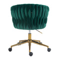 Modern Design The Backrest Is Hand Woven Office Chair,Vanity Chairs With Wheels,Height Adjustable,360 Swivel For Bedroom Living Room Green Green Bedroom Foam Modern Foam Velvet