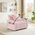 3 In 1 Sofa Bed, Convertible Sleeper Chair Sofa Bed Adjustable Pull Out Sleeper Chair Bed Multi Pockets Folding Sofa Bed For Living Room Bedroom Small Space Pink Pink Velvet 1 Seat