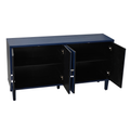 Stylish And Functional 4 Door Storage Cabinet With Pine Legs And Mdf, For Living Room Bedroom,And Kitchen,Navy Blue Navy Blue Mdf