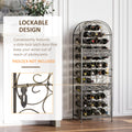 Homcom 45 Bottle Wrought Iron Wine Rack Jail With Lock Antique Bronze Bronze Iron