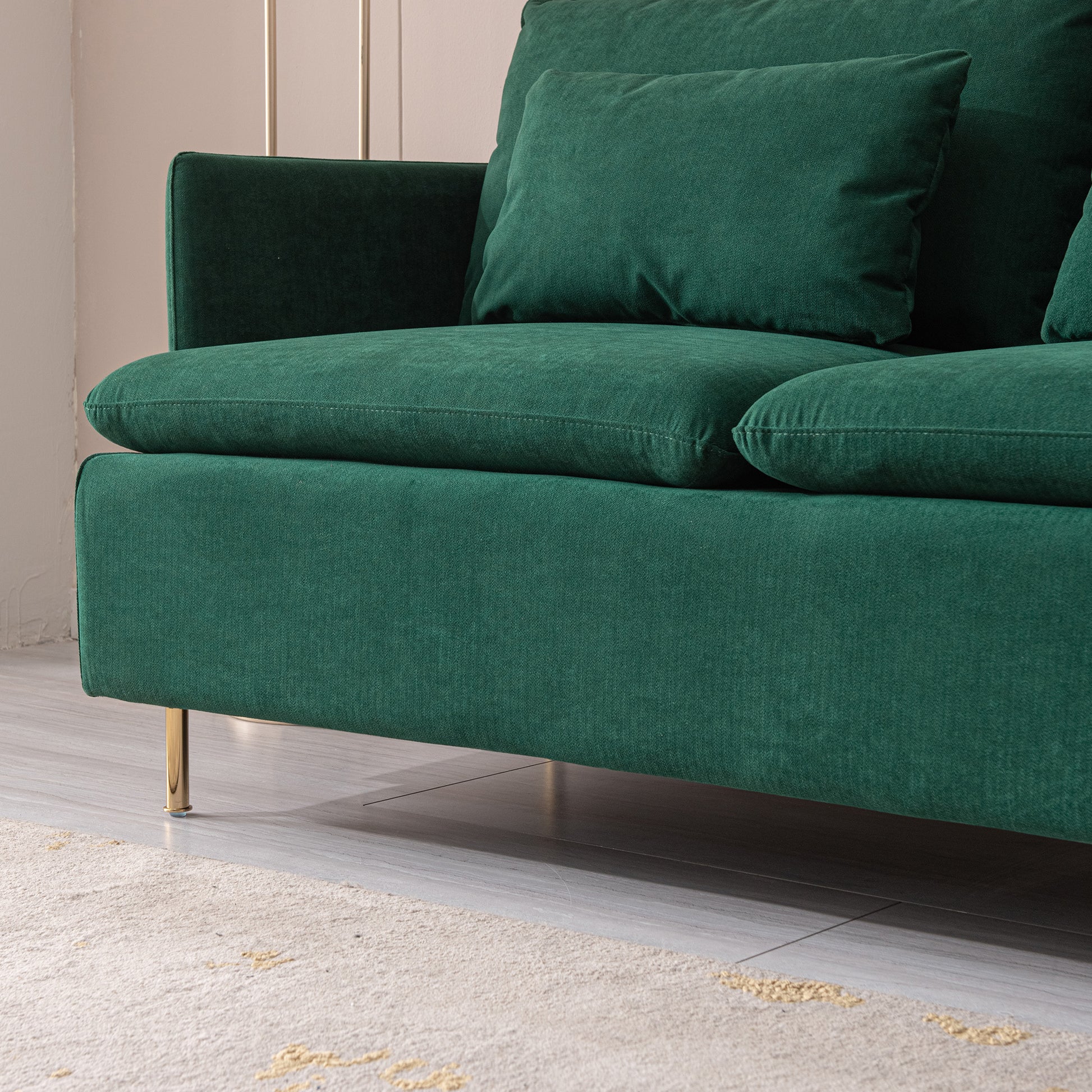 Modern Upholstered Loveseat Sofa,Emerald Cotton Linen63.8" Emerald Foam Cotton Linen 2 Seat