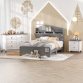 3 Pieces Bedroom Sets Twin Size House Bed With Storage Headboard, Wooden Nightstand And Storage Dresser,Gray Gray Wood