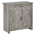 Homcom Farmhouse Sideboard Buffet Cabinet, Barn Door Style Kitchen Cabinet, 32