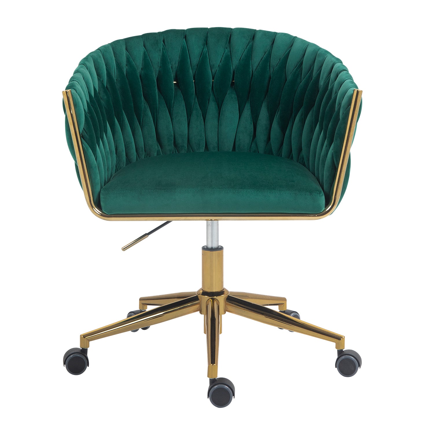 Modern Design The Backrest Is Hand Woven Office Chair,Vanity Chairs With Wheels,Height Adjustable,360 Swivel For Bedroom Living Room Green Green Bedroom Foam Modern Foam Velvet