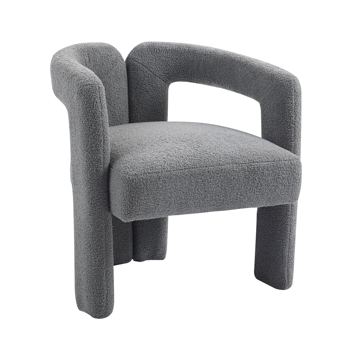 Teddy Fabric Modern Design Dining Chair,Open Back ,Modren Kitchen Armchair For Dinging Room Grey Grey Dining Room Foam Modern Dining Chairs Open Back Foam Fabric