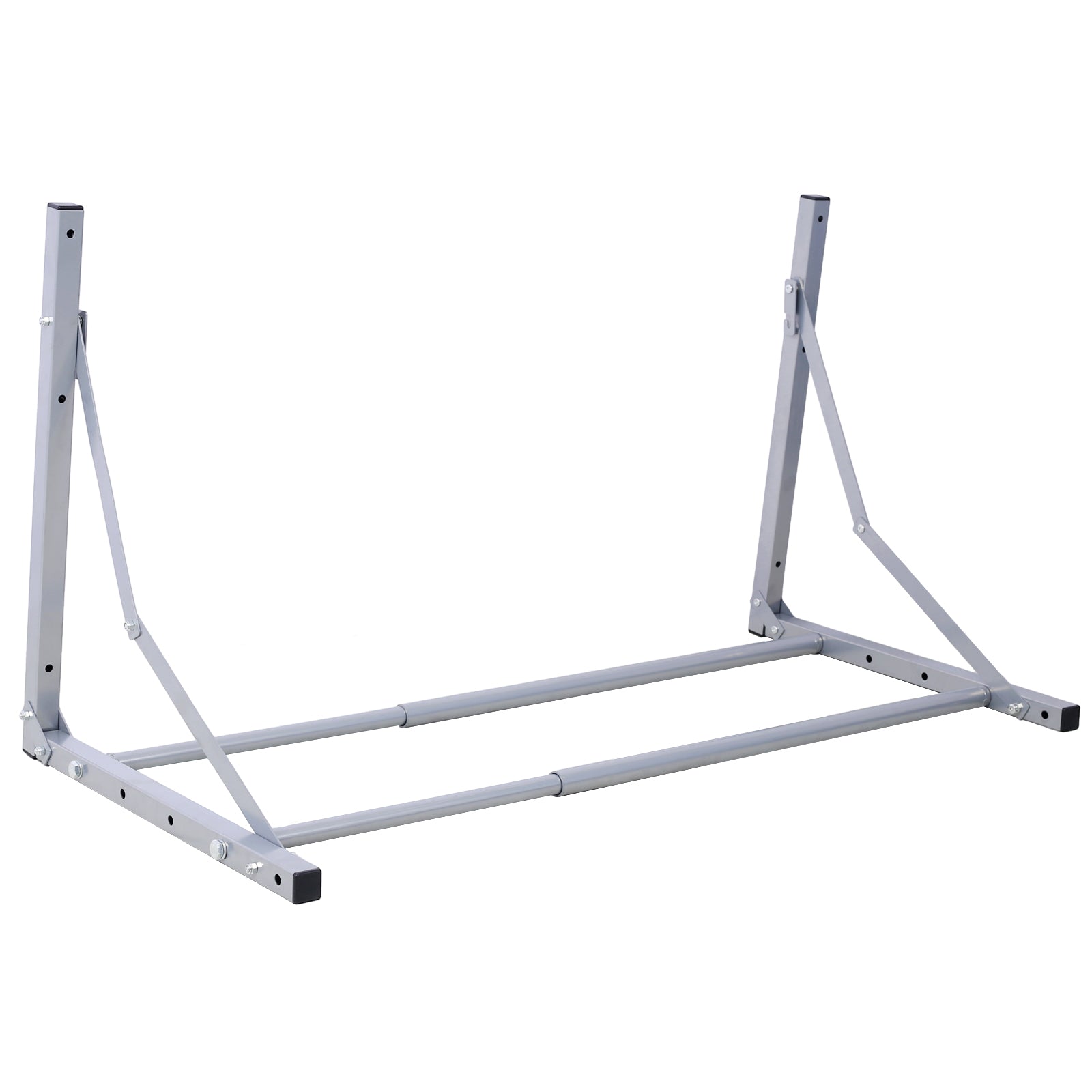 Wall Mounted Folding Tire Storage, 30.5 To 50.5 Inches Wide, Supports 300 Pounds, Silver Grey Metal