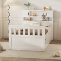 Twin Size Captain Platform Bed Frame With Storage Bookcases And Shelves,Four Drawers,White Twin White Solid Wood Mdf