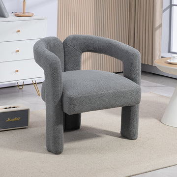 Teddy Fabric Modern Design Dining Chair,Open Back ,Modren Kitchen Armchair For Dinging Room Grey Grey Dining Room Foam Modern Dining Chairs Open Back Foam Fabric